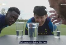Spurs take part in the William Hill water cup challenge